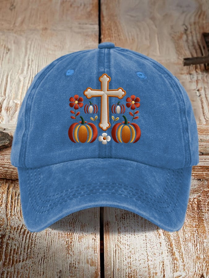 🎁🙏 Faith Pumpkin Cross Baseball Cap - Perfect Holiday & Special Occasion Gift