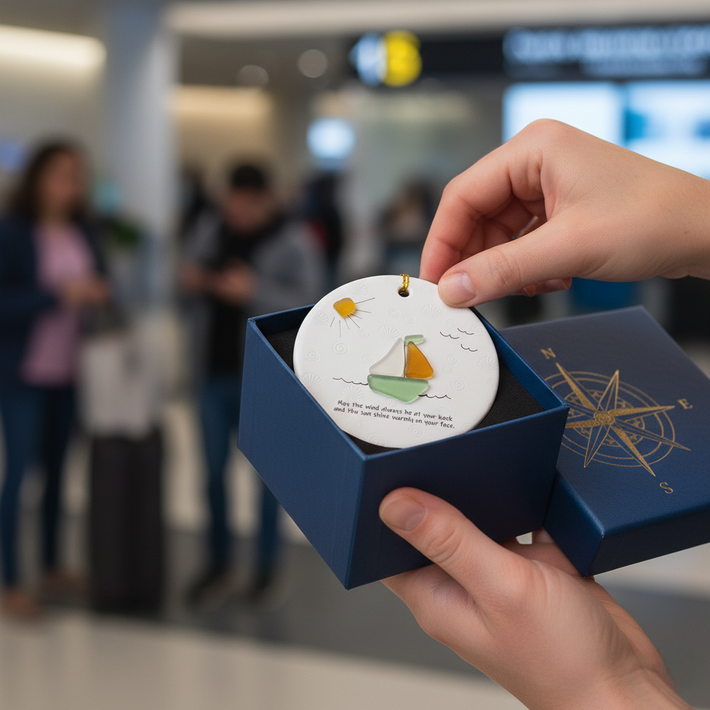 🌊✨ Sea Glass Sailboat Serenity Ornament – Perfect Holiday & Special Occasion Gift