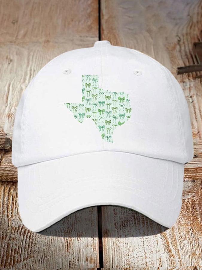🎁 Retro Texas Strong Green Bow Print Baseball Cap - Perfect Gift for Holidays & Special Occasions! 🤠