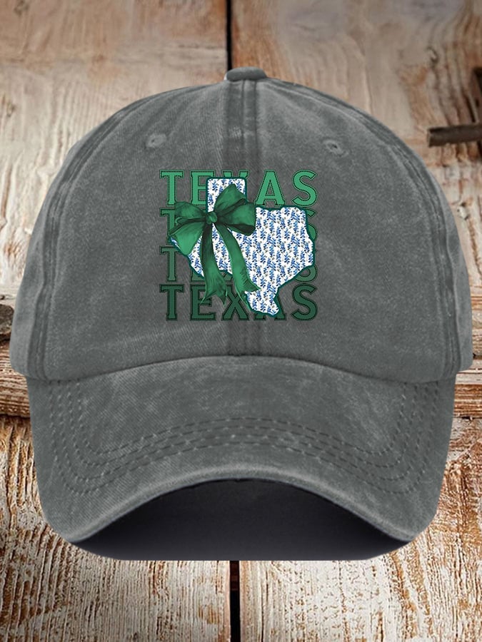 🎁 Retro Texas Strong Green Bow Print Baseball Cap - Perfect Gift for Holidays & Special Occasions! 🤠