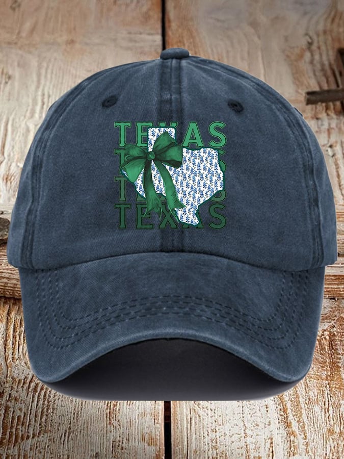 🎁 Retro Texas Strong Green Bow Print Baseball Cap - Perfect Gift for Holidays & Special Occasions! 🤠
