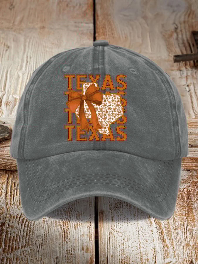 🎁 Retro Texas Autumn Burnt Orange Coquette Bow Print Baseball Cap – Perfect Gift for Holidays & Special Occasions! 🧡