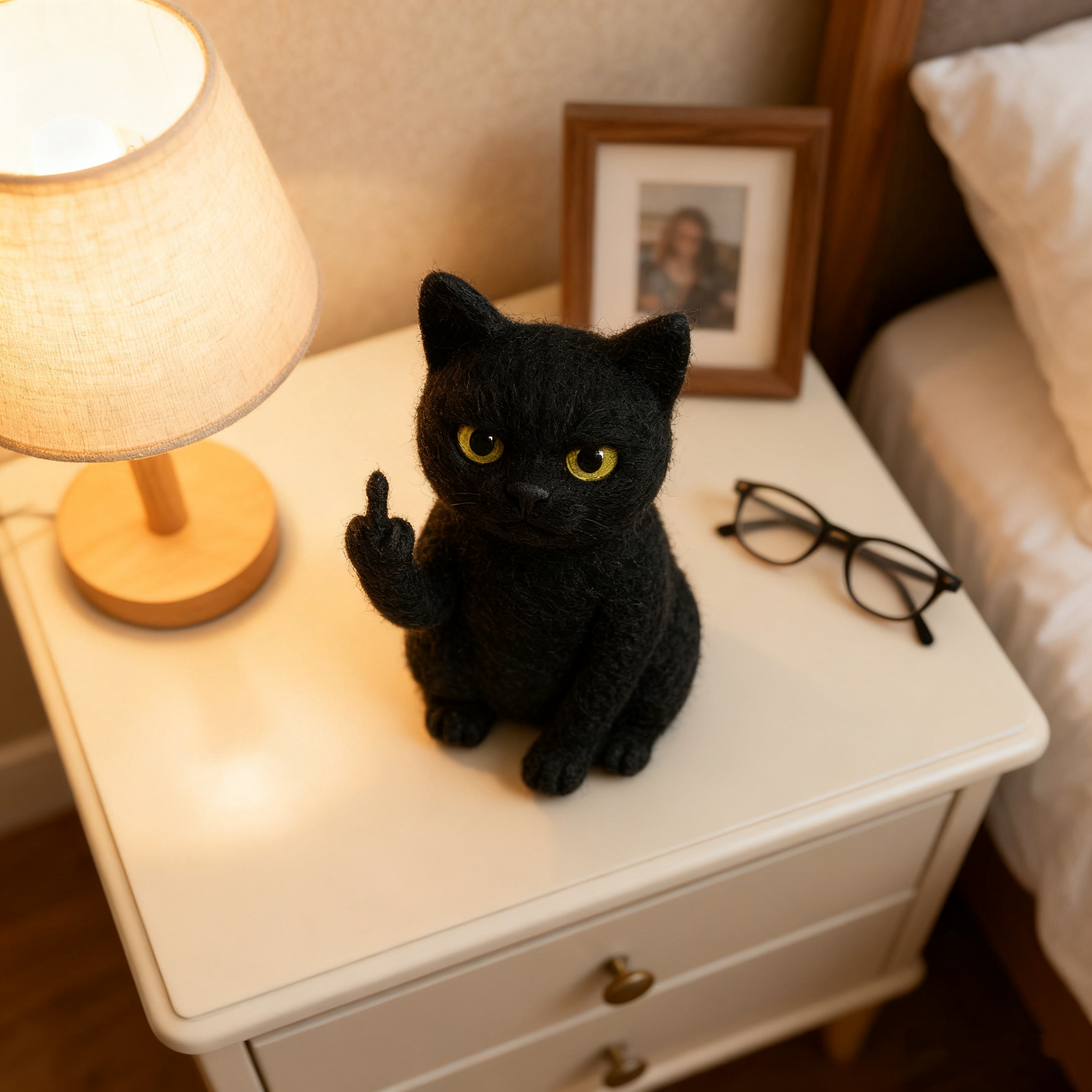 😺🎁 Funny Black Cat Needle Felt - Purrfect Gift for Holidays & Special Occasions!