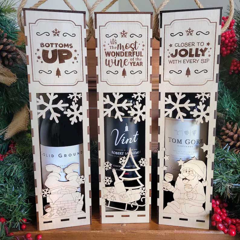 🎁✨ Funny Wooden Wine Box Gift – Perfect for Christmas & Special Occasions!
