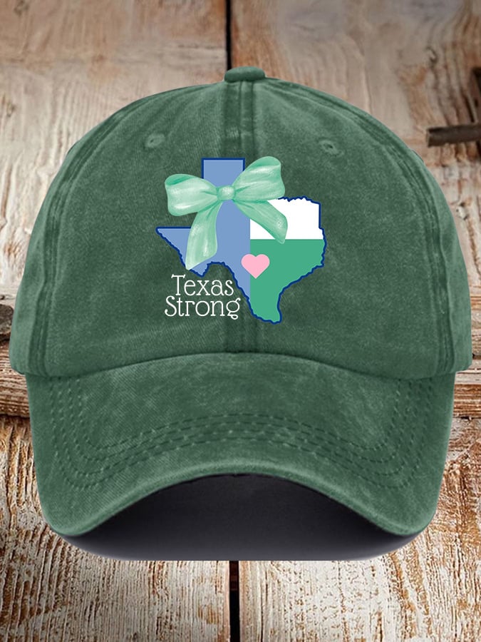 🎁 Retro Texas Strong Green Bow Print Baseball Cap - Perfect Gift for Holidays & Special Occasions! 🤠