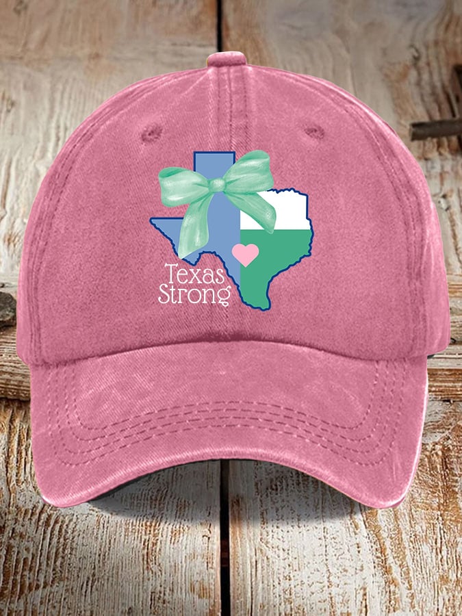🎁 Retro Texas Strong Green Bow Print Baseball Cap - Perfect Gift for Holidays & Special Occasions! 🤠