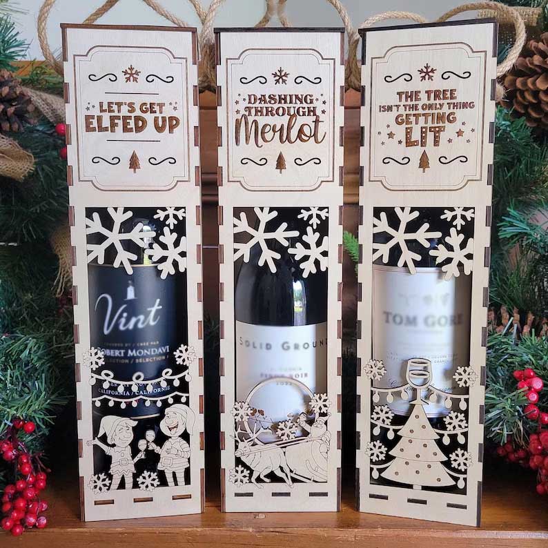 🎁✨ Funny Wooden Wine Box Gift – Perfect for Christmas & Special Occasions!