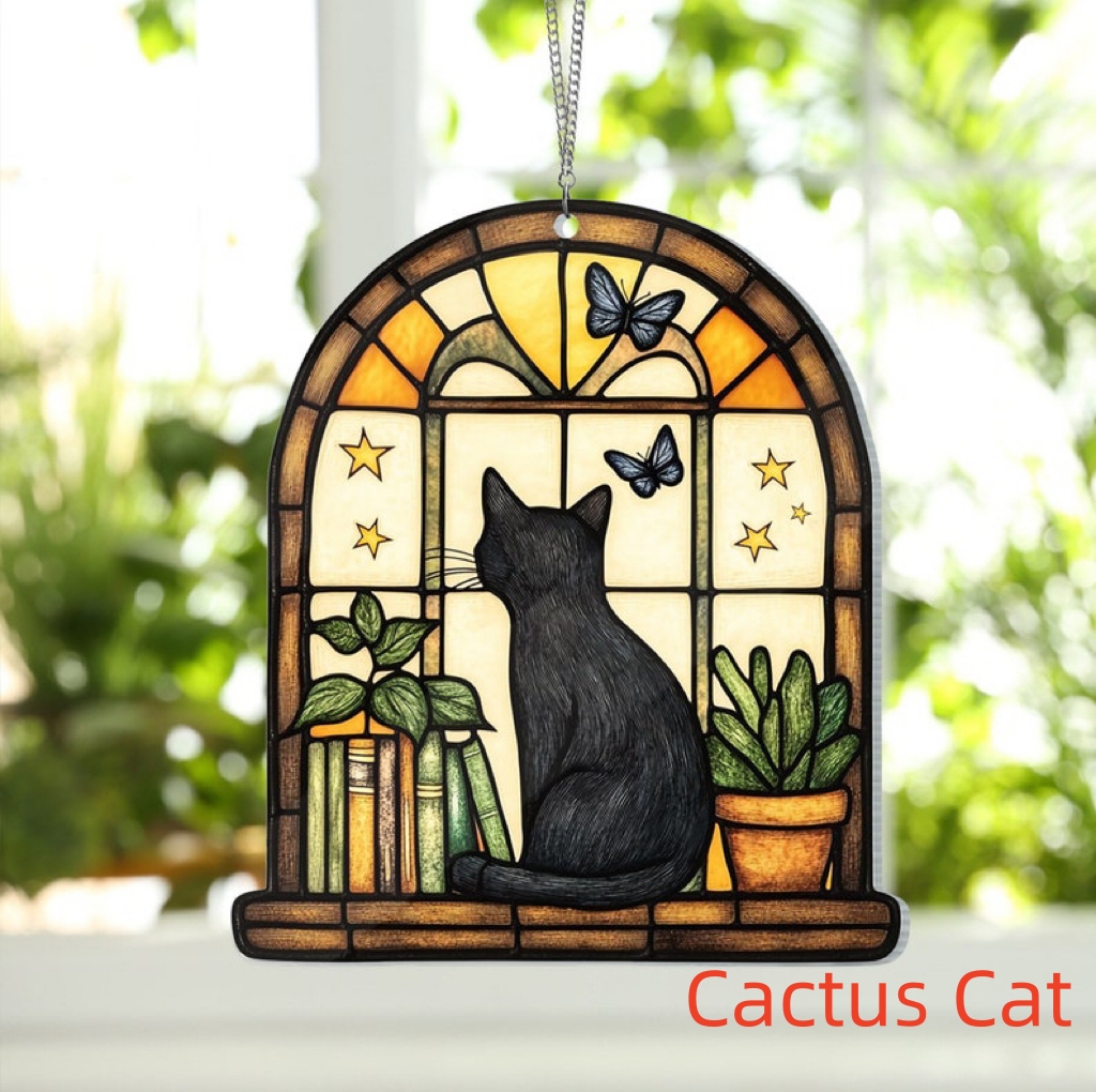🎁✨Adorable Cat Book Suncatcher Ornament – Perfect Mother's Day & Holiday Gift!