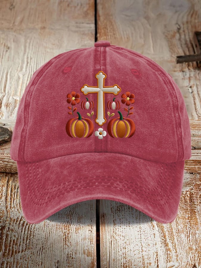 🎁🙏 Faith Pumpkin Cross Baseball Cap - Perfect Holiday & Special Occasion Gift