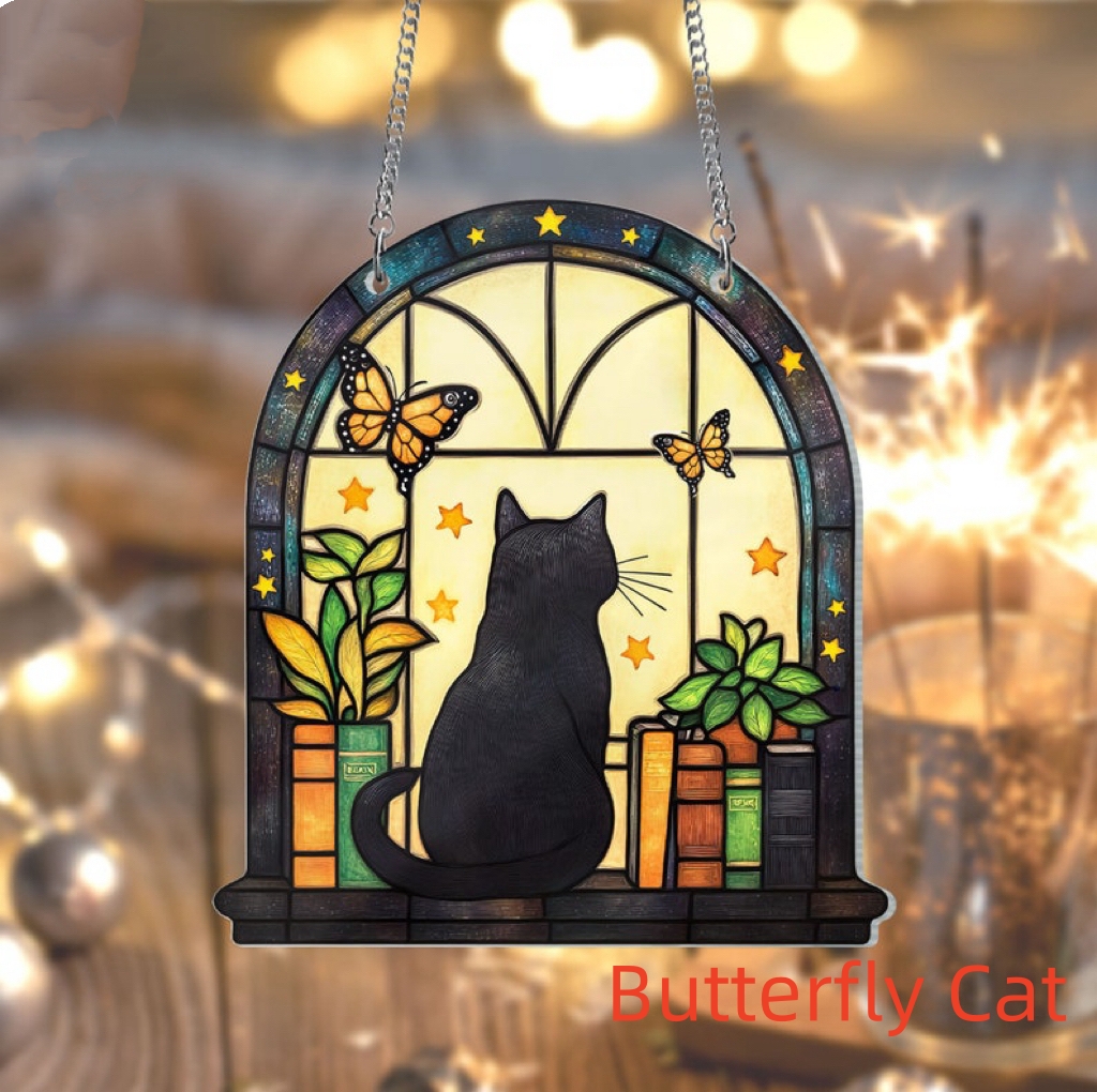 🎁✨Adorable Cat Book Suncatcher Ornament – Perfect Mother's Day & Holiday Gift!