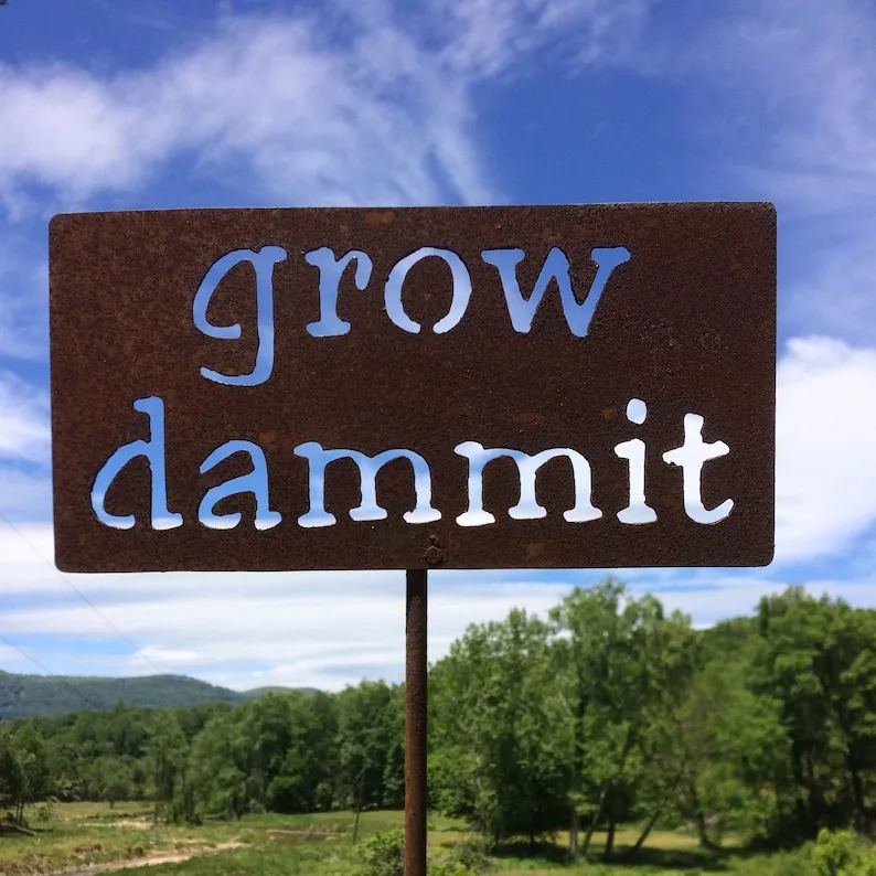 Grow Dammit Metal Garden Sign 🌿🎁 – Perfect Gift for Holidays & Special Occasions