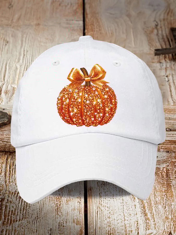 🎁 Retro Autumn Pumpkin Bow Print Baseball Cap - Perfect Holiday Gift! 🍂