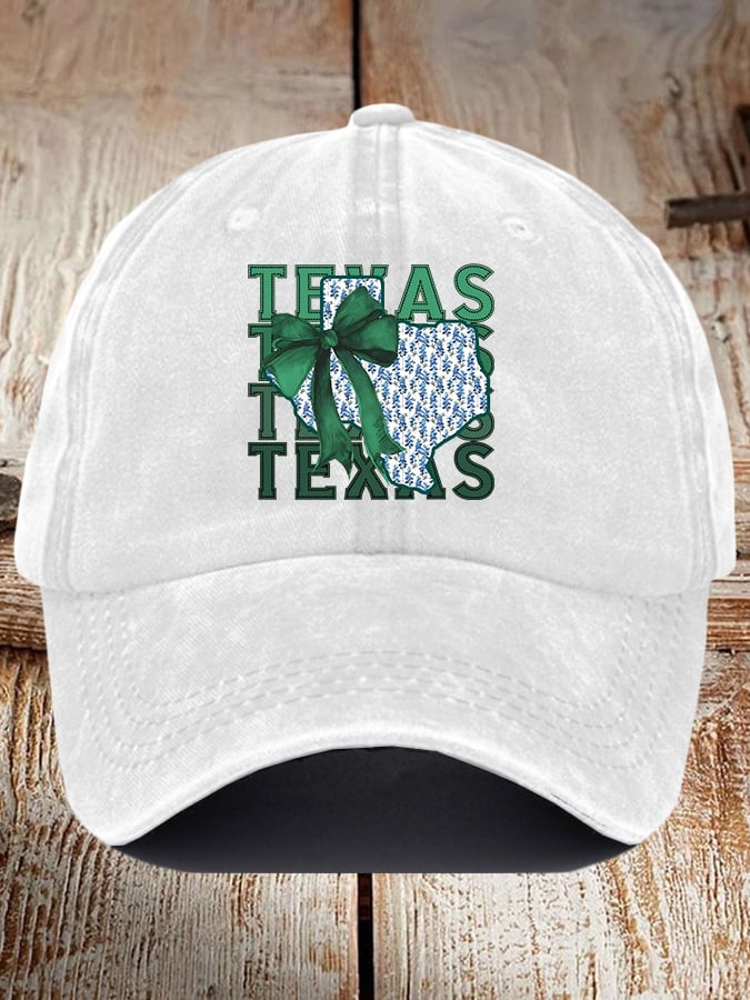 🎁 Retro Texas Strong Green Bow Print Baseball Cap - Perfect Gift for Holidays & Special Occasions! 🤠