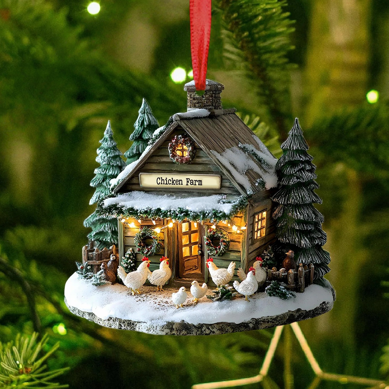 🎄✨ Cozy Farm Cottage Christmas Ornament – Perfect Holiday Gift for Special Occasions