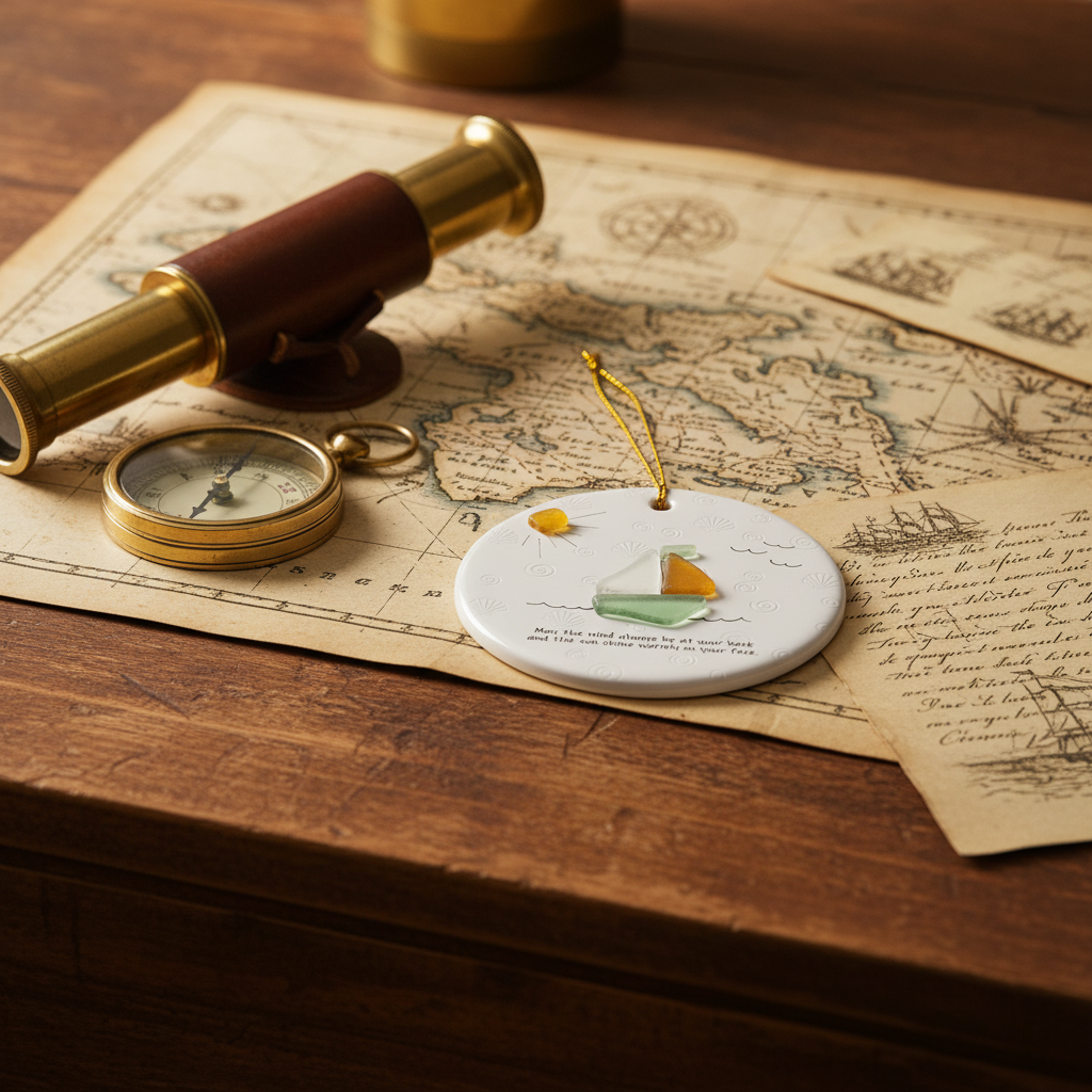 🌊✨ Sea Glass Sailboat Serenity Ornament – Perfect Holiday & Special Occasion Gift