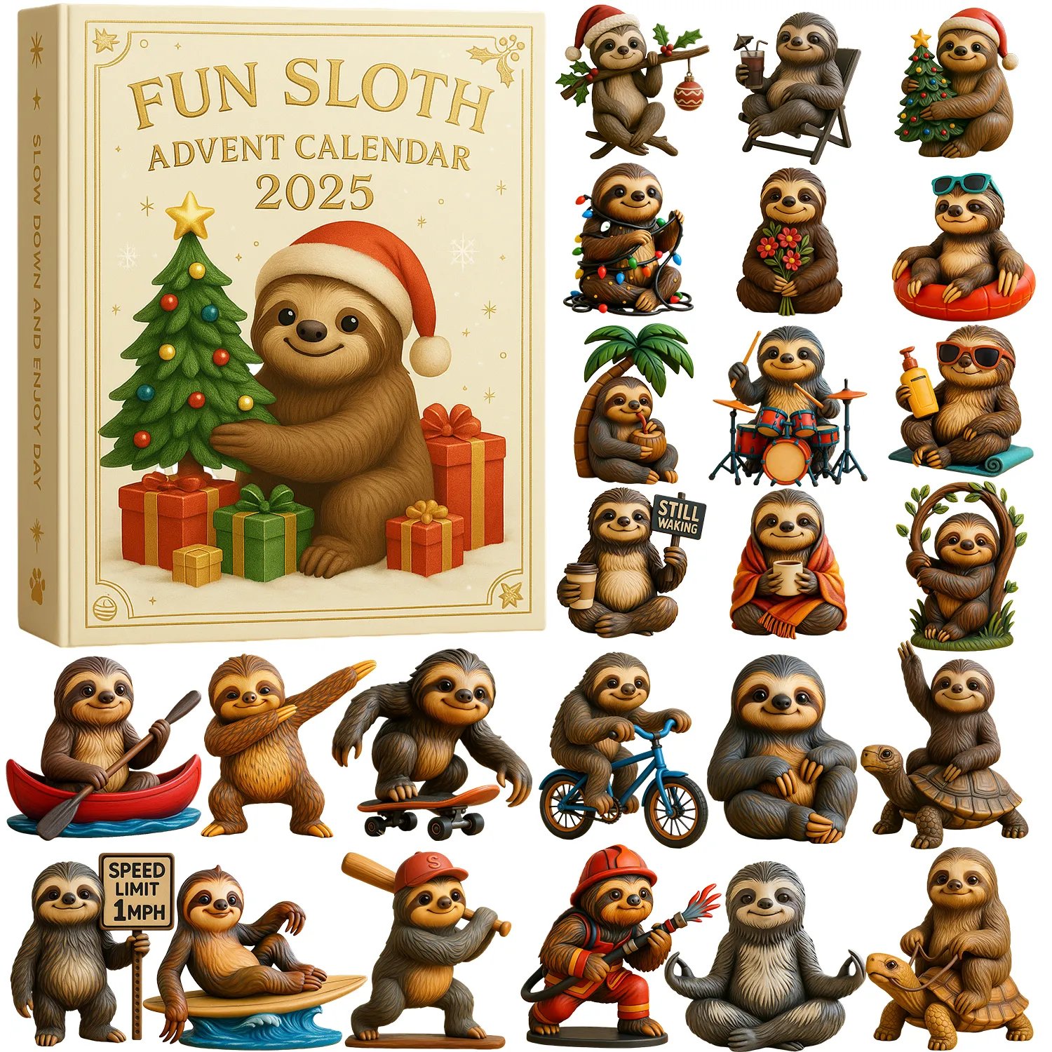 🎁✨ Festive Sloth Advent Calendar 2025 - Perfect Holiday Gift!