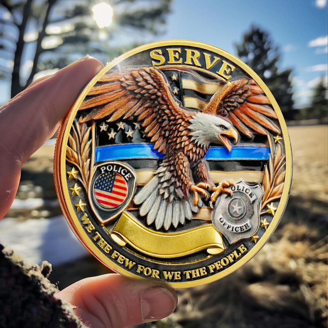 🦅💙 Thin Blue Line Challenge Coin – Perfect Gift for Holidays & Special Occasions
