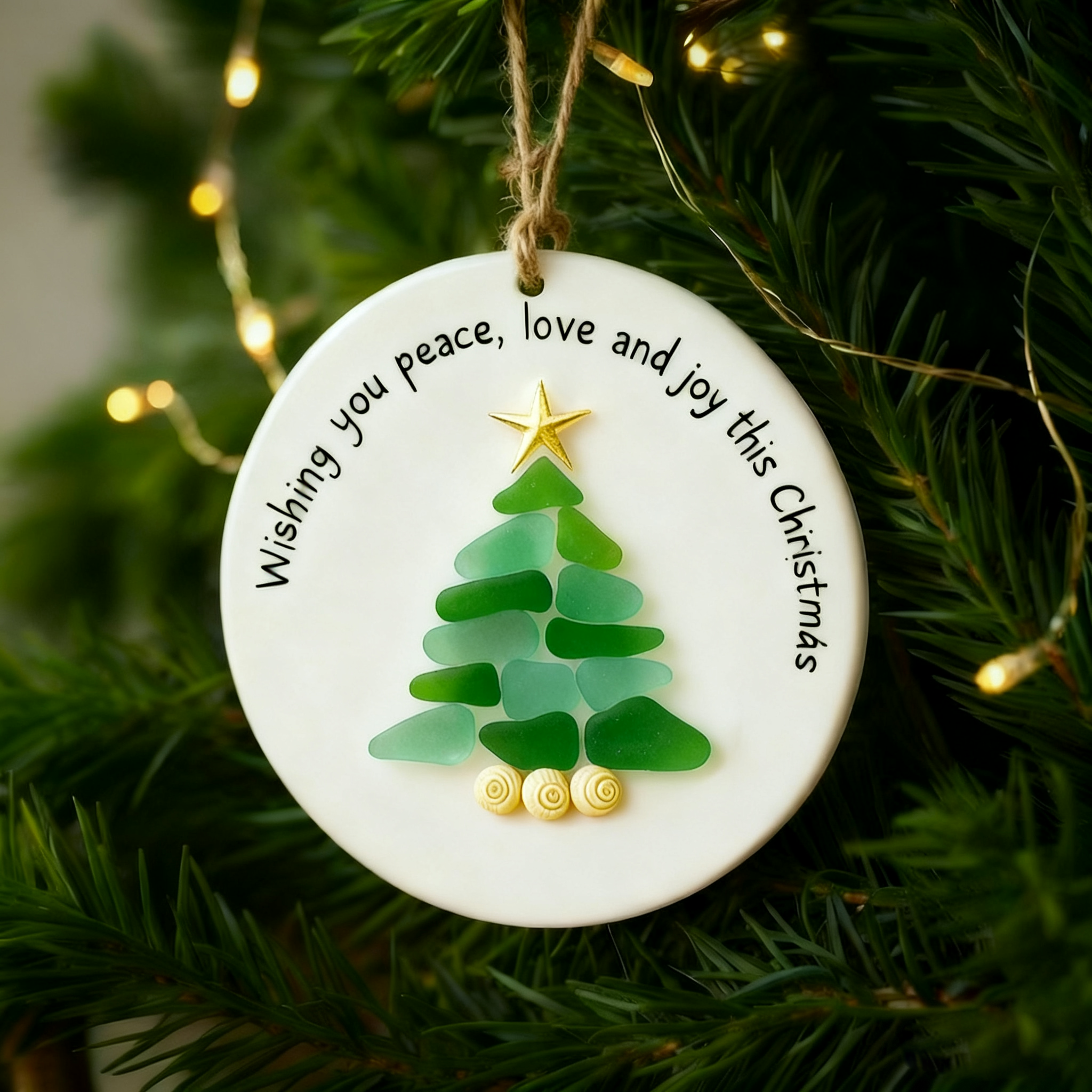 🎁✨ Handmade Coastal Sea Glass Holiday Decor – Perfect Gift for Christmas & Special Occasions