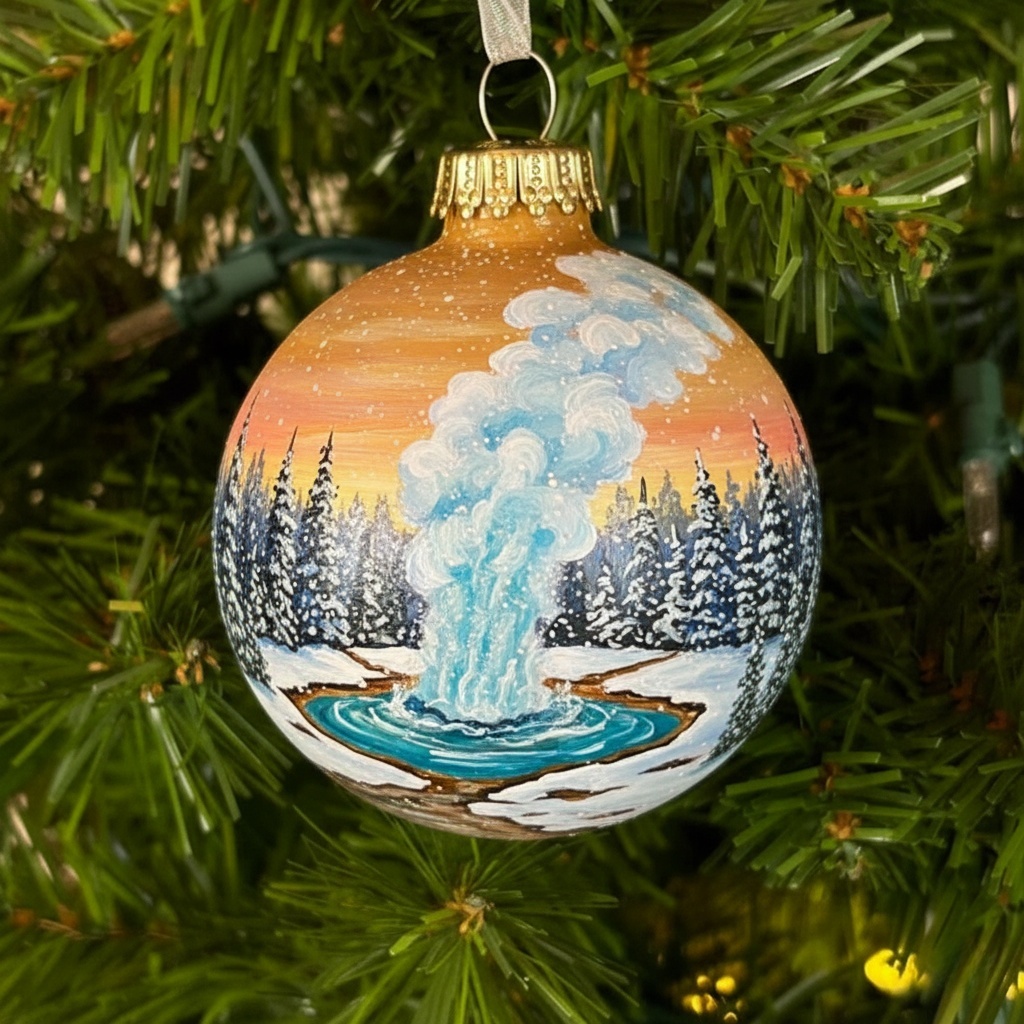 🎁✨ American Natural Wonders Collection – Hand-Painted Glass Ornaments, Perfect Holiday Gift 🎄