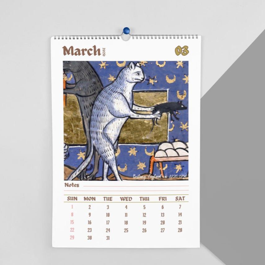 Ugly Medieval Cats 2026 Wall Calendar