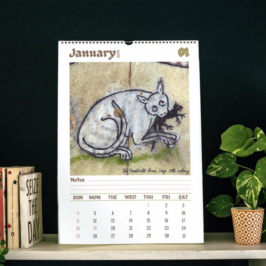 Ugly Medieval Cats 2026 Wall Calendar