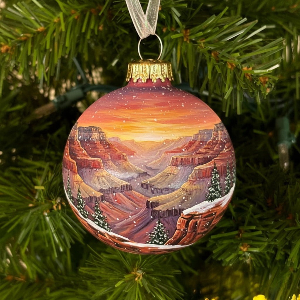 🎁✨ American Natural Wonders Collection – Hand-Painted Glass Ornaments, Perfect Holiday Gift 🎄
