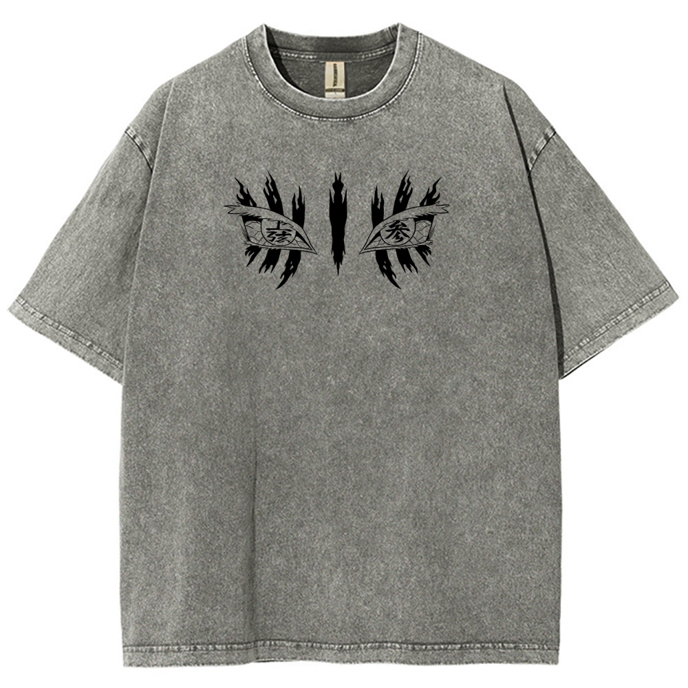 Demon Slayer Akaza Unisex Fit Washed T-Shirt 2508017343