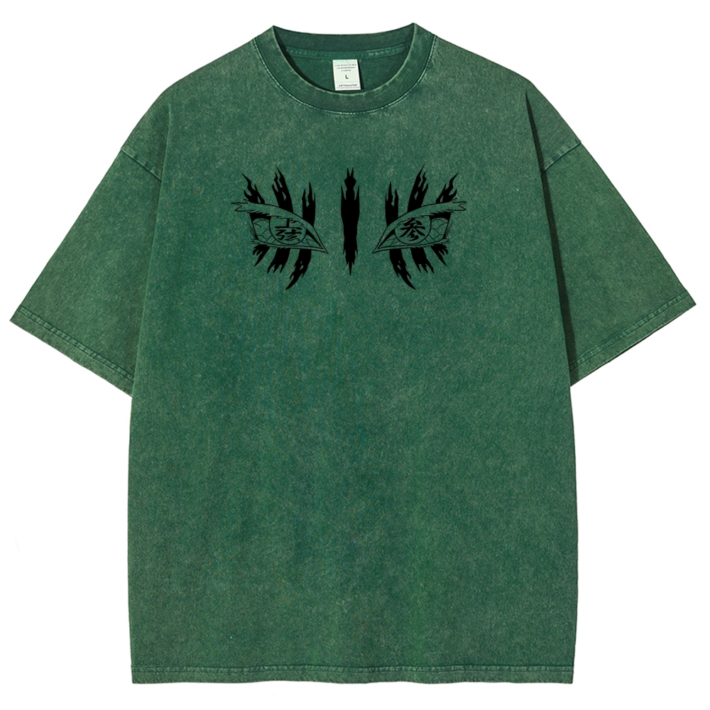 Demon Slayer Akaza Unisex Fit Washed T-Shirt 2508017343