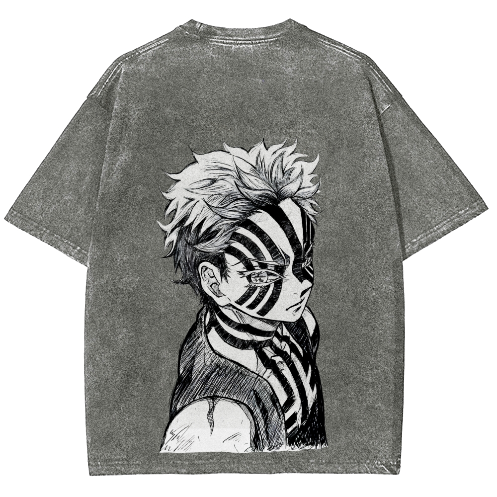 Demon Slayer Akaza Unisex Fit Washed T-Shirt 2508017343