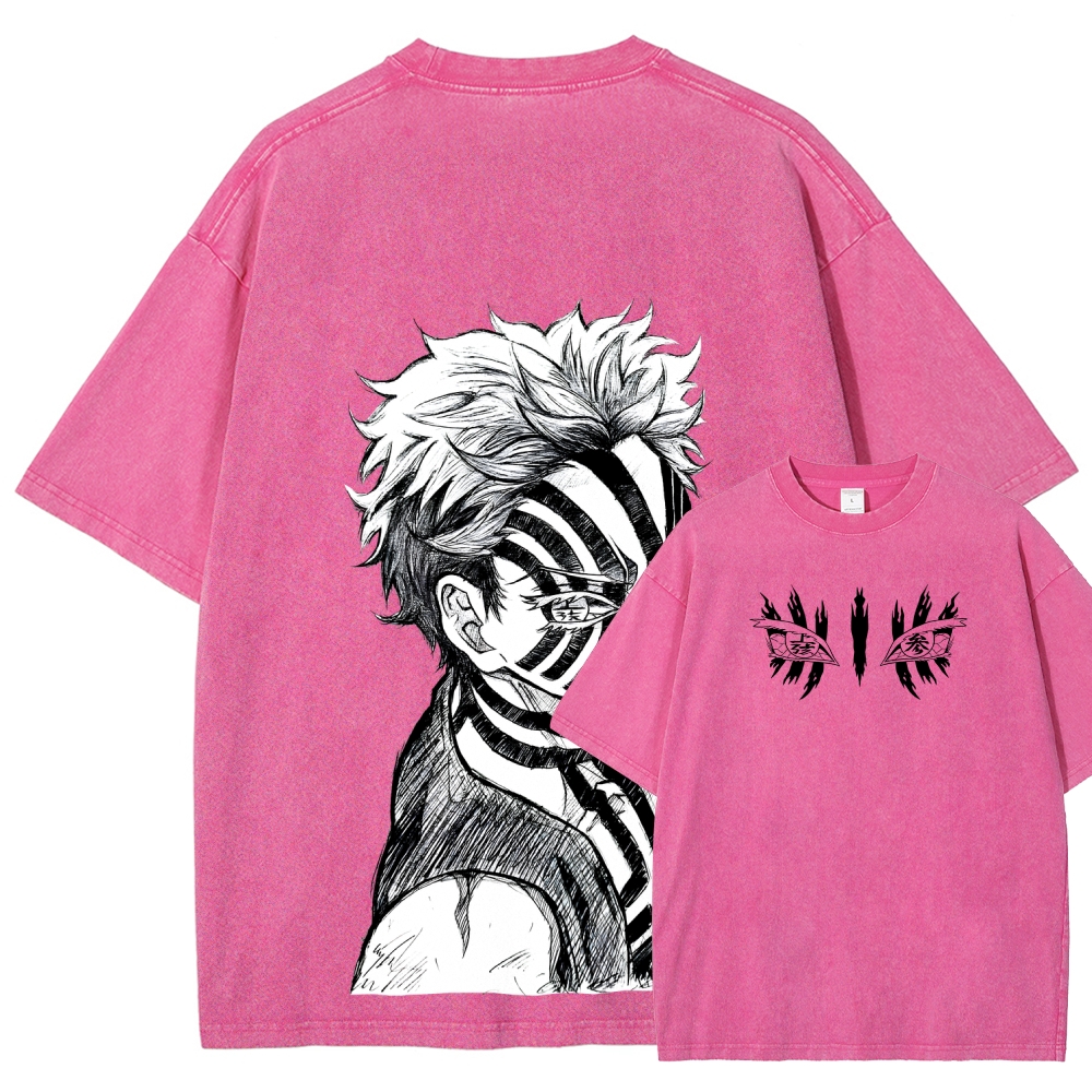 Demon Slayer Akaza Unisex Fit Washed T-Shirt 2508017343