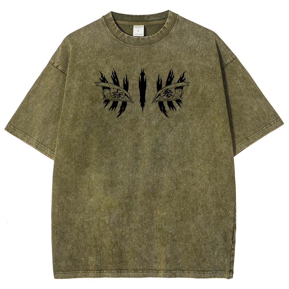 Demon Slayer Akaza Unisex Fit Washed T-Shirt 2508017343
