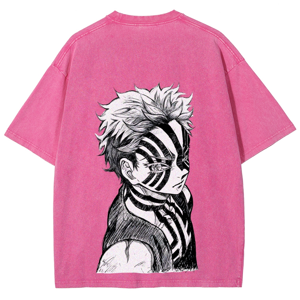 Demon Slayer Akaza Unisex Fit Washed T-Shirt 2508017343