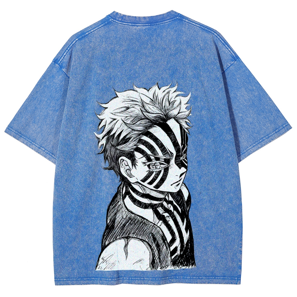 Demon Slayer Akaza Unisex Fit Washed T-Shirt 2508017343