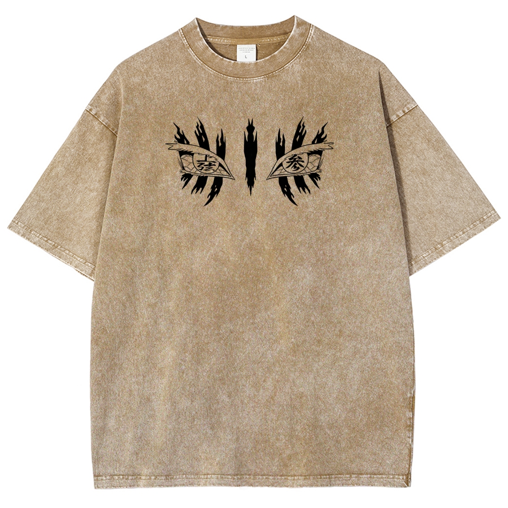 Demon Slayer Akaza Unisex Fit Washed T-Shirt 2508017343