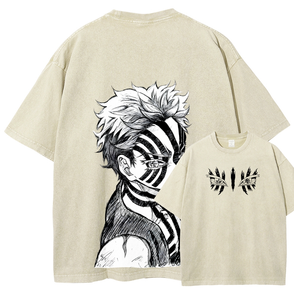 Demon Slayer Akaza Unisex Fit Washed T-Shirt 2508017343