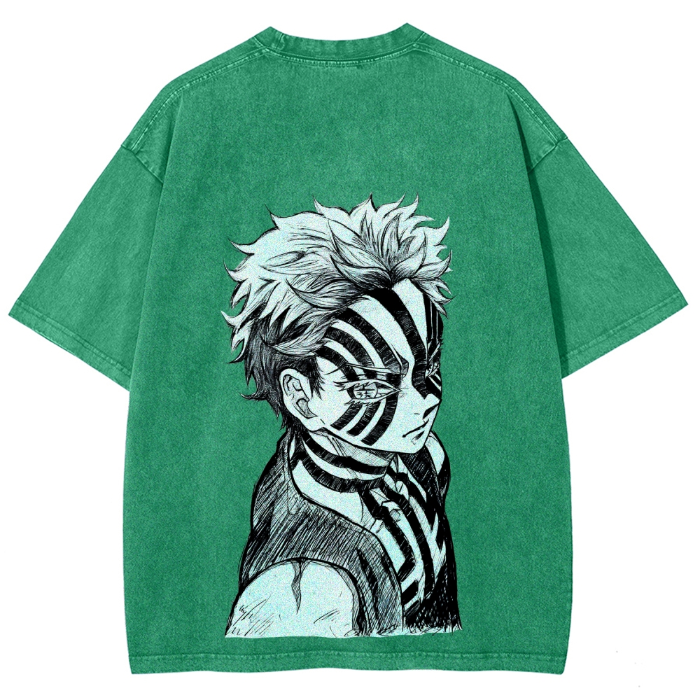 Demon Slayer Akaza Unisex Fit Washed T-Shirt 2508017343