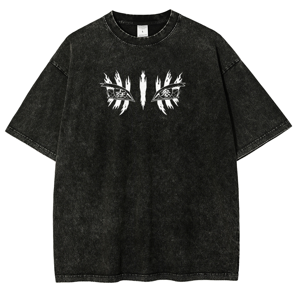 Demon Slayer Akaza Unisex Fit Washed T-Shirt 2508017343