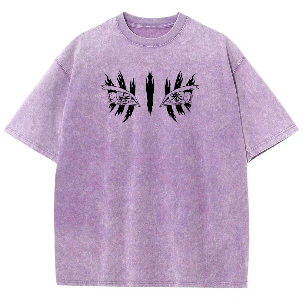Demon Slayer Akaza Unisex Fit Washed T-Shirt 2508017343