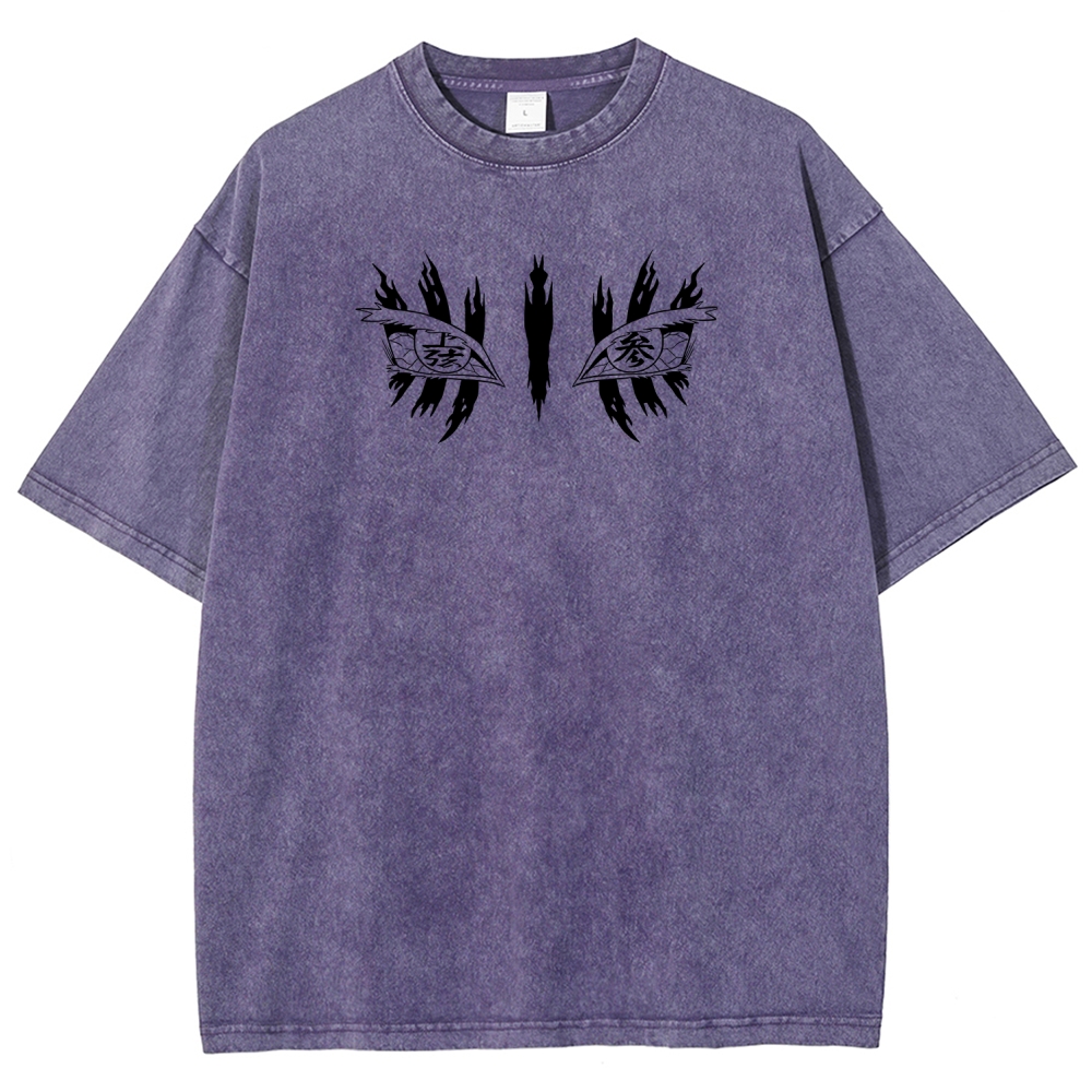 Demon Slayer Akaza Unisex Fit Washed T-Shirt 2508017343