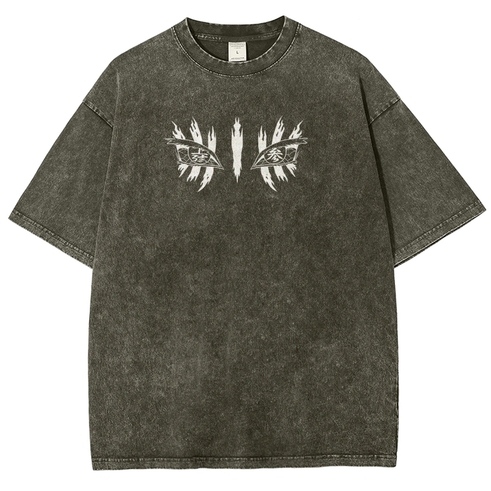 Demon Slayer Akaza Unisex Fit Washed T-Shirt 2508017343