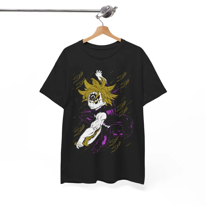 Meliodas Anime T-Shirt, Unisex Heavy Cotton Tee for Gamers, Nanatsu no Taizai Shirt, Retro Gaming Tees, Seven Deadly Sins