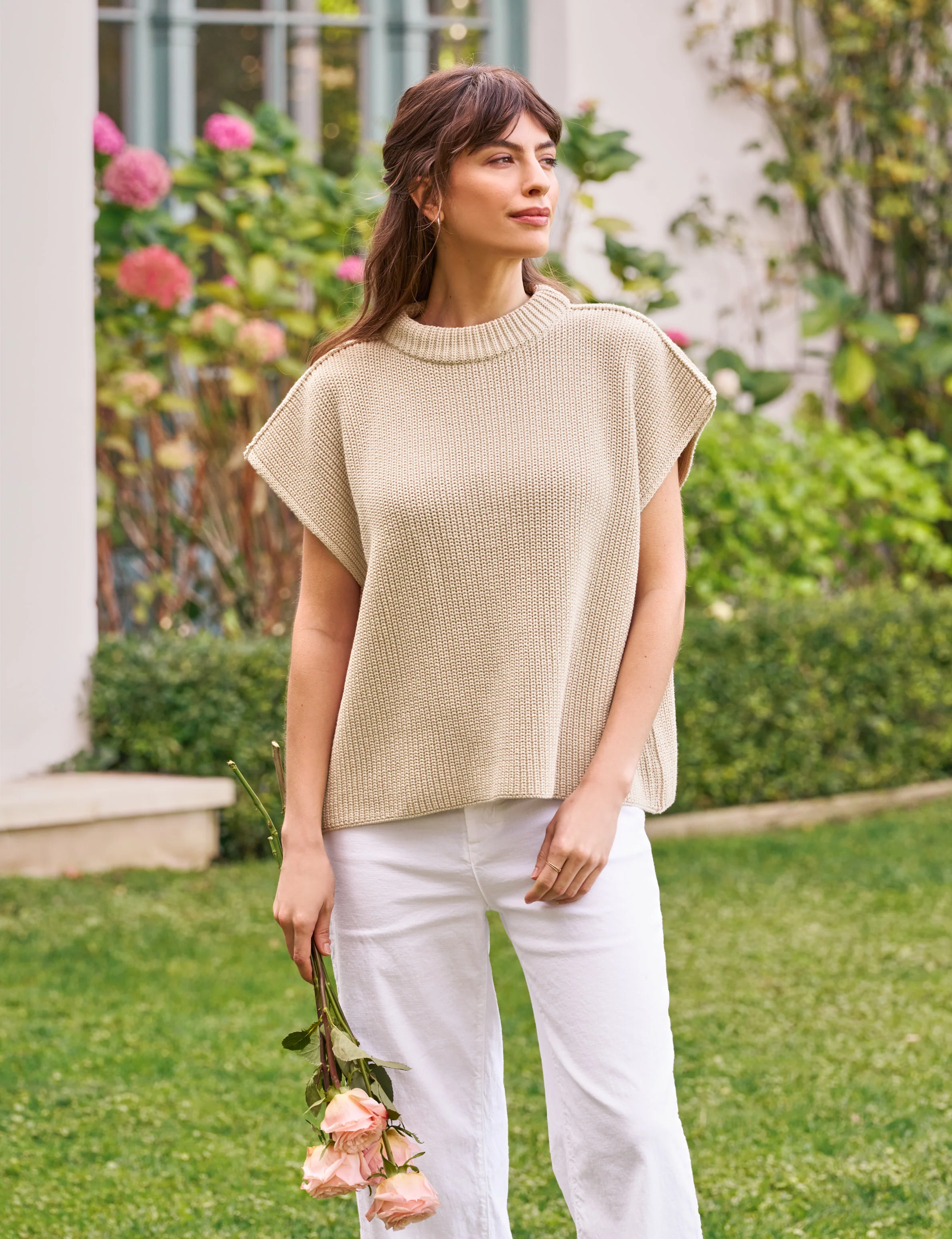 MONTECITO VEST Sand, Pure Italian Cotton