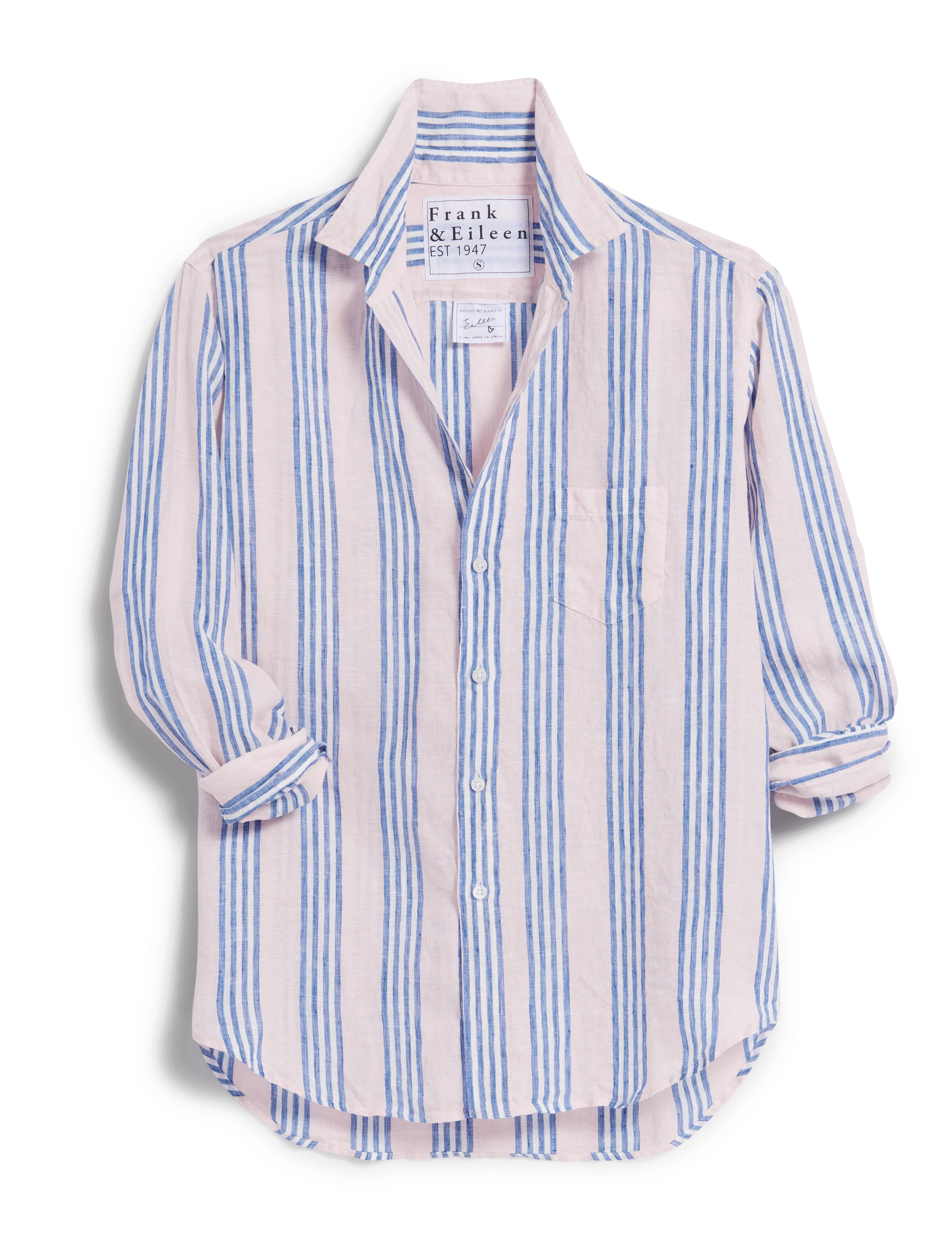 EILEEN Blue and Pink Multi Stripe, Italian Classic Linen
