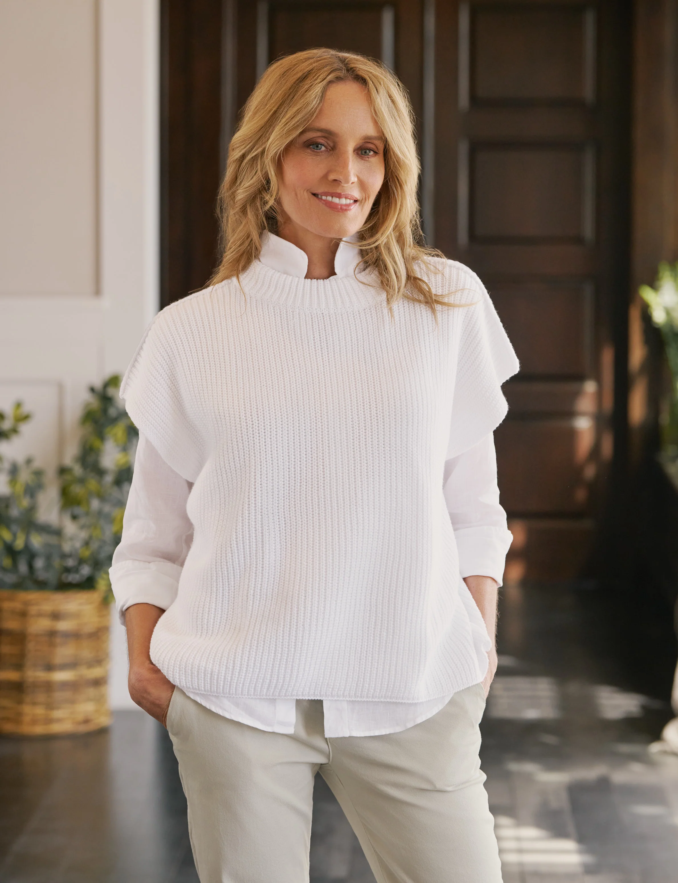 MONTECITO VEST White, Pure Italian Cotton