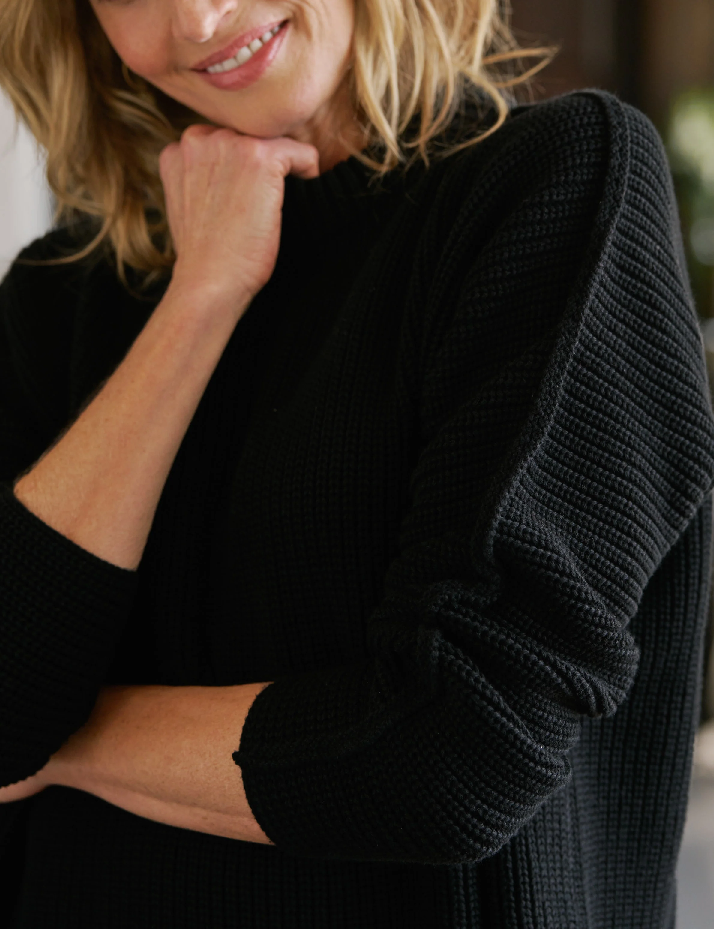 MONTECITO SWEATER Black, Pure Italian Cotton