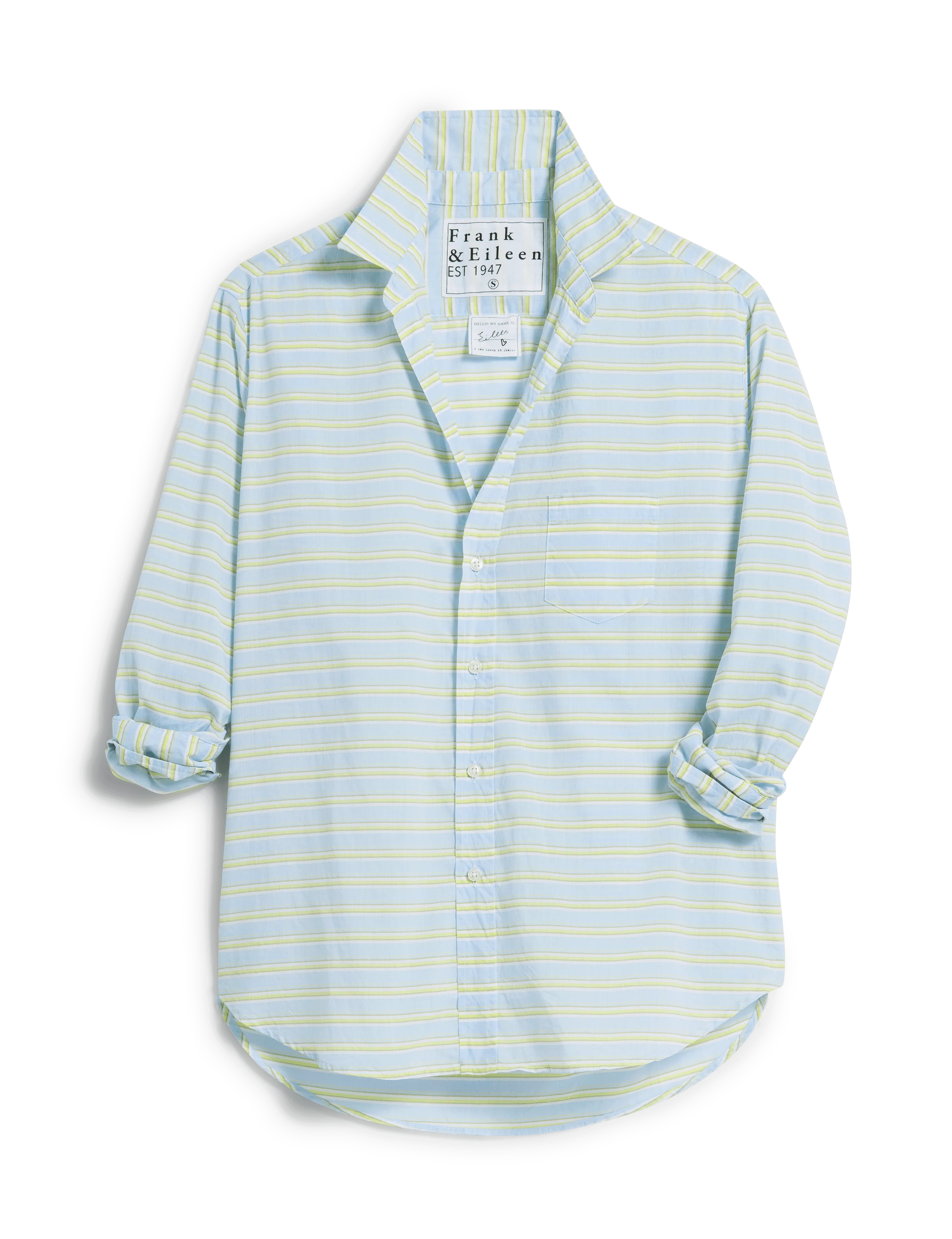 EILEEN Blue and Chartreuse Multi Stripe, Italian Cotton