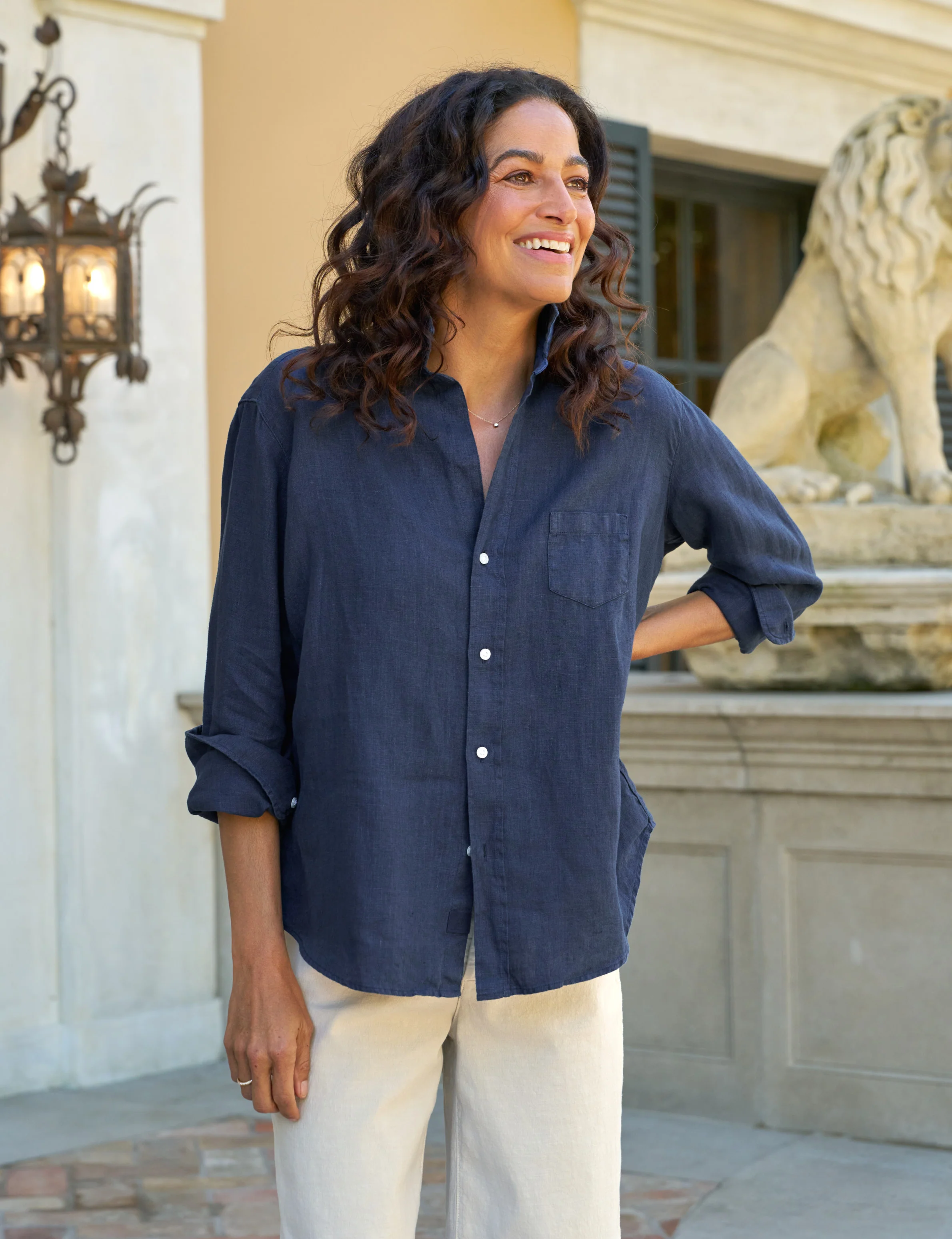 EILEEN Navy, Washed Linen