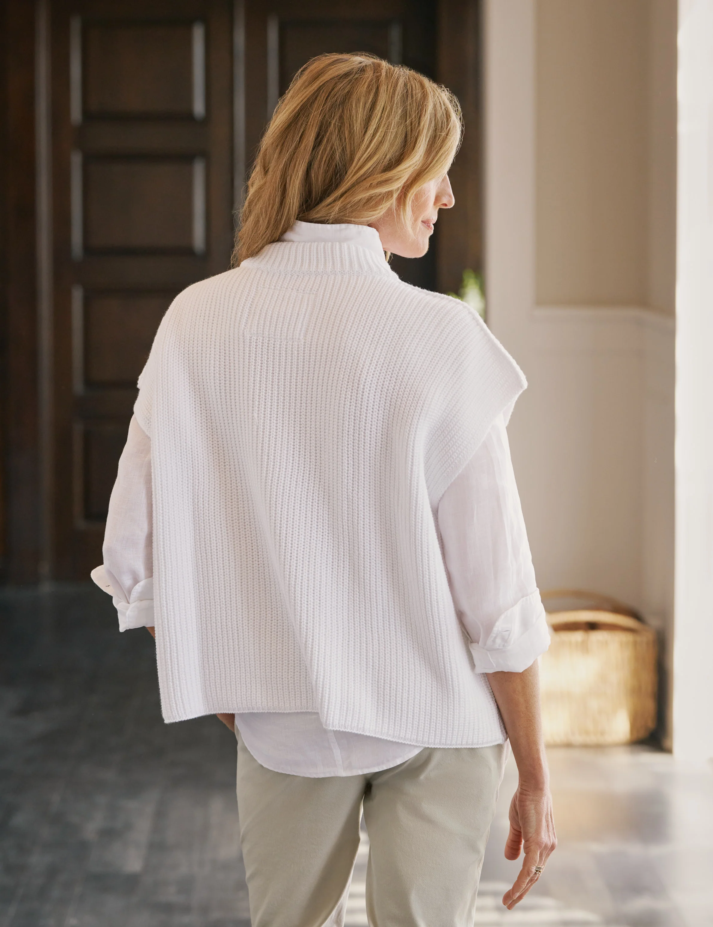 MONTECITO VEST White, Pure Italian Cotton