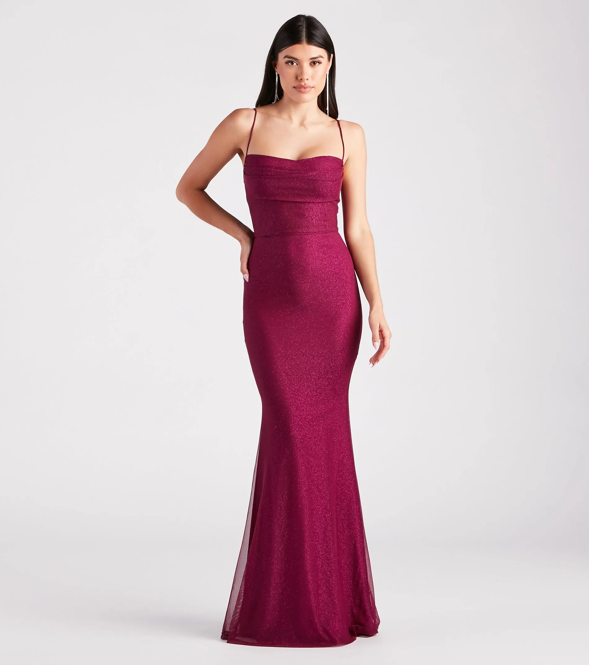 Addison Glitter Mesh Formal Dress