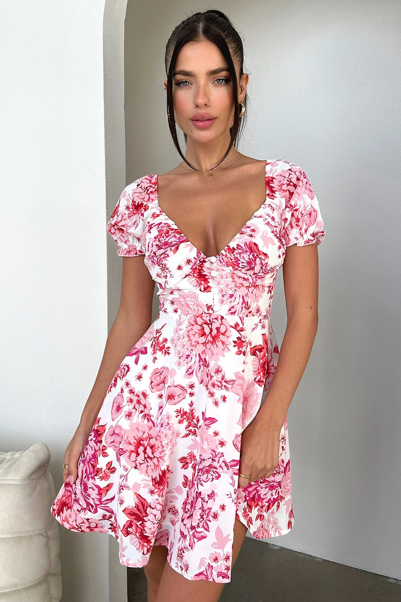 Solem Mini Dress - Pink/Red Floral
